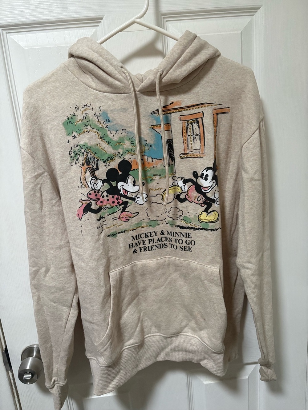 Disney Beige Mickey & Minnie Zip-Up Style Hoodie